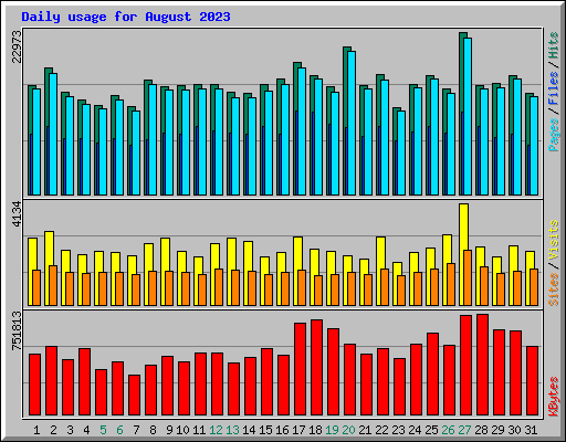 Daily usage for August 2023