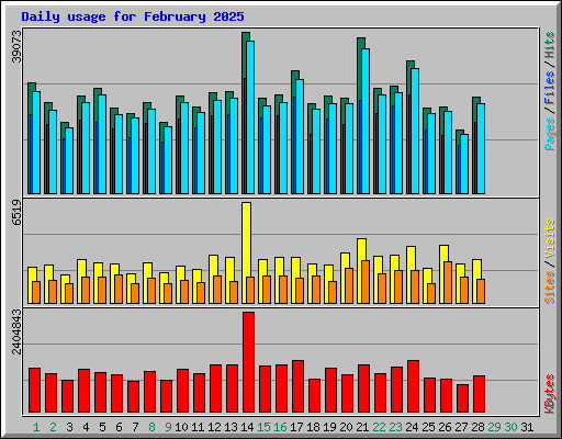 Daily usage for February 2025