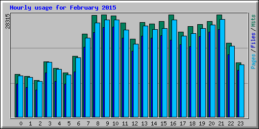Hourly usage for February 2015