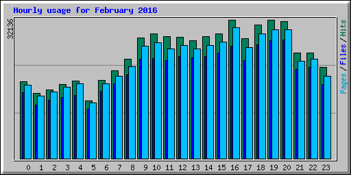 Hourly usage for February 2016