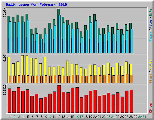 Daily usage for February 2019