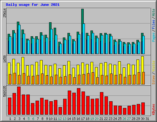 Daily usage for June 2021